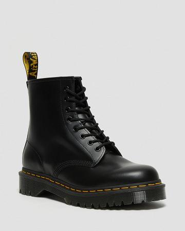 Black Men's Dr Martens 1460 Bex Smooth Leather Platform Boots | CA 552UZG